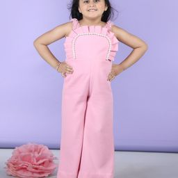 THE LITTLE CELEBS Girls Shoulder Straps Basic Jumpsuit with Embellished-image-89