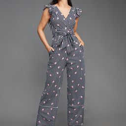 DressBerry Navy Blue Strawberry Printed Tie Up Basic Jumpsuit-picture-11