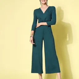 KASSUALLY V-Neck Ribbed Basic Jumpsuit-image-4