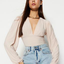 Trendyol Women V-Neck Bodysuit-image-61