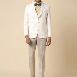 Allen Solly Slim Fit Textured Self Design Shawl Collar Two Piece Party Suit-image-14