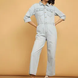 Wrangler Lapel Collar Cotton Basic Jumpsuit-picture-44