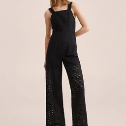 MANGO Black Basic Jumpsuit with Embroidered image 1