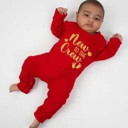 Knitroot New To The Crew Infants Typography Printed Cotton Rompers-image-64