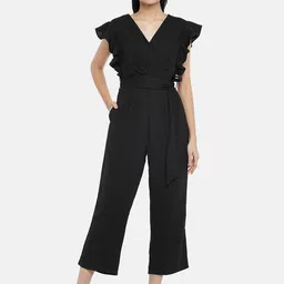 Annabelle by Pantaloons Black Basic Jumpsuit with Ruffles-picture-31