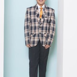 Aj DEZInES Boys Checked Single-Breasted Five-Piece Cotton Party Suit-picture-16