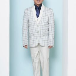 Aj DEZInES Boys Checked Single-Breasted Cotton Five-Piece Party Suit-picture-15