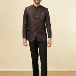Manyavar Self Designed Single Breasted Three Piece Party Suit-image-28
