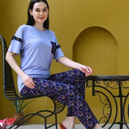 MAYSIXTY Graphic Printed Round Neck Night suit-image-94