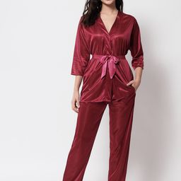 Klamotten Women Burgundy Night Suit-image-90