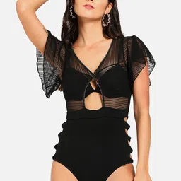 HAUTE SAUCE by  Campus Sutra Women Self-Design Cut-Out Detailed One-Piece swimsuit-image-26
