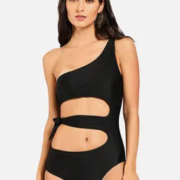 HAUTE SAUCE by  Campus Sutra Women Black Solid Cut-Out Swimsuit-image-90
