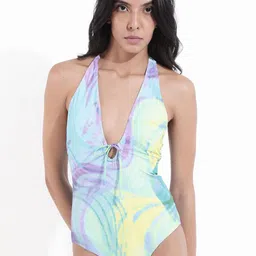 RAREISM Printed Halter Neck Bodysuit-image-14