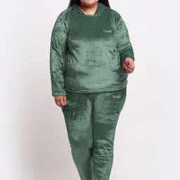KLOTTHE Plus Size Hooded Velvet Night suit-picture-52
