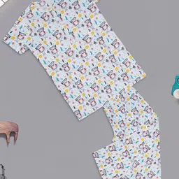 BAESD Kids Graphic Printed Lapel Collar Pure Cotton Night suit-image-92