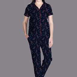 LYRA Abstract Printed Pure Cotton Night Suit-image-1