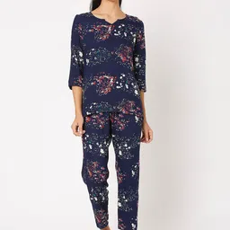 Smarty Pants Women Blue Floral Print Night suit-image-72
