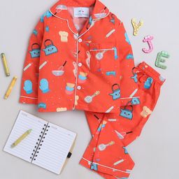 Knitting Doodles Kids Conversational Printed Shirt With Pyjamas-image-74