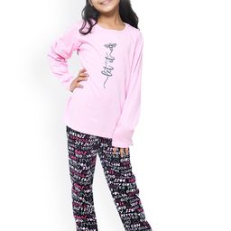 FUNKRAFTS Girls Pink & Black Printed Pure Cotton Night suit-image-41