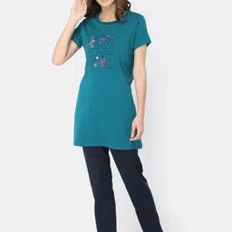 Bell Paper Women Green & Black Printed Pure Cotton Night suit-picture-35