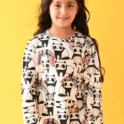 Anthrilo Girls White & Black Printed Night suit-image-32