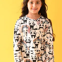 Anthrilo Girls White & Black Printed Night suit-image-43
