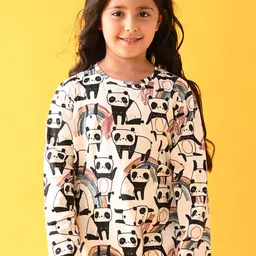 Anthrilo Girls White & Black Printed Night suit-image-42