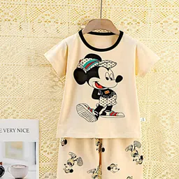 BAESD Kids Mickey Mouse Printed Pure Cotton T-shirt with Shorts-image-57