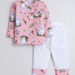 BAESD Girls Floral Printed Pure Cotton Shirt With Pyjamas-picture-9