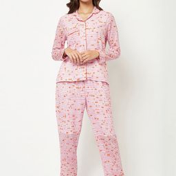 HOUSE OF S Women Printed Pure Cotton Night suit-image-98