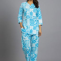 HANDICRAFT PALACE Geometric Printed Pure Cotton Night Suit-image-95