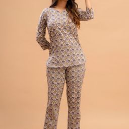 FERANOID Floral Printed Pure Cotton Night suit-picture-19