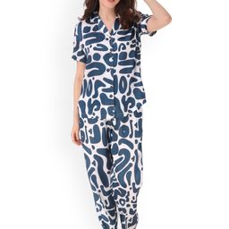 Masha Women Blue Printed Night suit-image-86