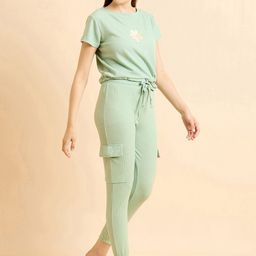 Sweet Dreams Green Ribbed Round Neck Night suit-image-19