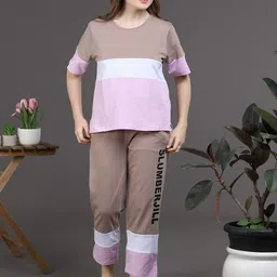 Slumber Jill Colourblocked Pure Cotton T-shirt With Pyjamas-image-94