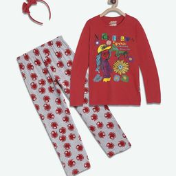 SINI MINI Girls 2 Pieces Graphic Printed Night Suit-image-79