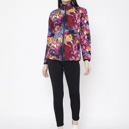 Chkokko Women Maroon & Pink Printed Tracksuit-image-59