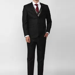 Van Heusen Men Self-Design Single-Breasted Slim-Fit Three-Piece Suit-image-58