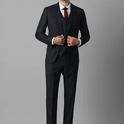 Louis Philippe Checked Slim Fit Three-Piece Formal Suit-picture-26