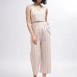 Iconic Striped V-Neck Sleeveless Basic Jumpsuit-image-17