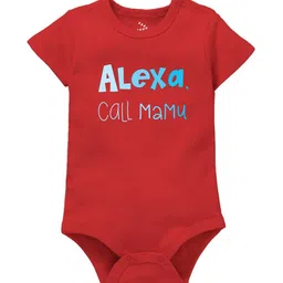 Zeezeezoo Infants Red Alexa, Call Mamu Printed Cotton Bodysuit-picture-2