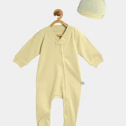 cherrytoes Baby Yellow zip footie and beanie set-picture-5