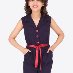 CUTECUMBER Girls Navy Blue & Red Printed Jumpsuit-image-95