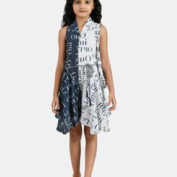 Peppermint Girls Navy Blue & White Printed Jumpsuit-12