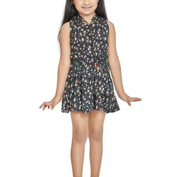 Peppermint Girls Navy Blue & Red Printed Basic Jumpsuit-image-7