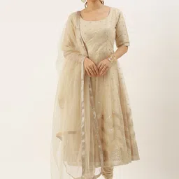 Ethnovog Ethnic Motifs Embroidered Sequinned Kurta with Churidar & Dupatta-picture-34