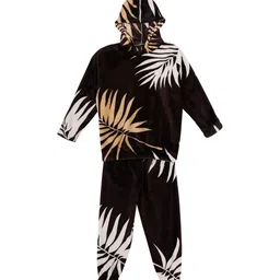 KLOTTHE Unisex Kids Black & Brown Printed Night Suit-23