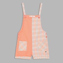 ELLE Girls Orange Cotton Checked Dungarees-image-74