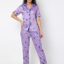 Smarty Pants Women Printed Satin Night suit-image-90