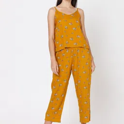 Smarty Pants Women Mustard & White Printed Night suit SMNSP-465A-image-12